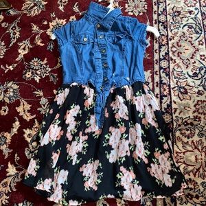Denim dress button up w/ floral bottom from GUESS